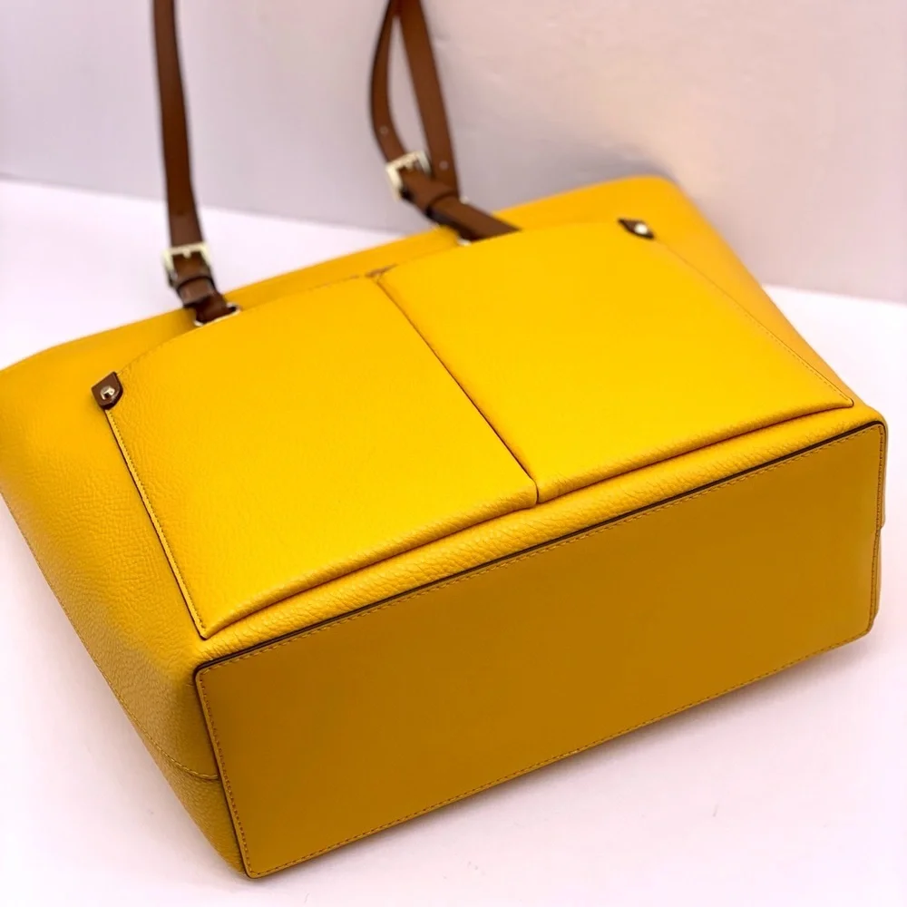 Michael Kors Jet Set Travel Front Double Pocket Shoulder Tote Bag Yellow/Brown